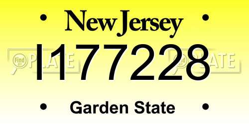 I177228 New Jersey License Plate