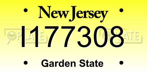 I177308 New Jersey License Plate