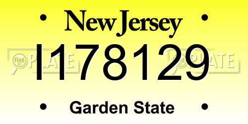 I178129 New Jersey License Plate