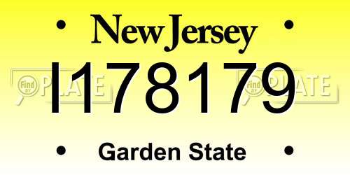 I178179 New Jersey License Plate