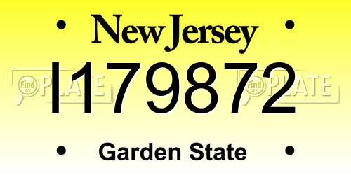 I179872 New Jersey License Plate
