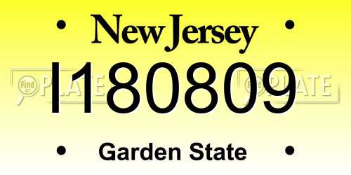 I180809 New Jersey License Plate