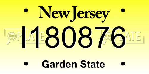 I180876 New Jersey License Plate