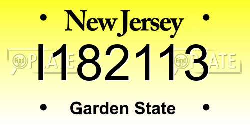 I182113 New Jersey License Plate
