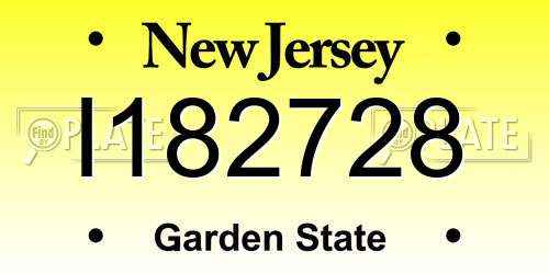 I182728 New Jersey License Plate