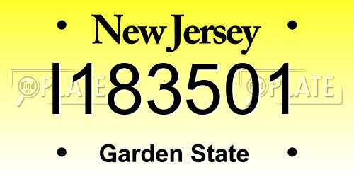 I183501 New Jersey License Plate