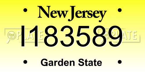 I183589 New Jersey License Plate
