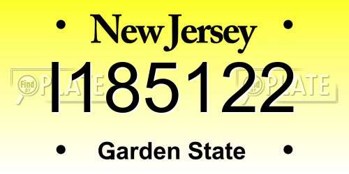 I185122 New Jersey License Plate