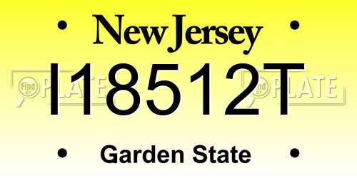 I18512T New Jersey License Plate
