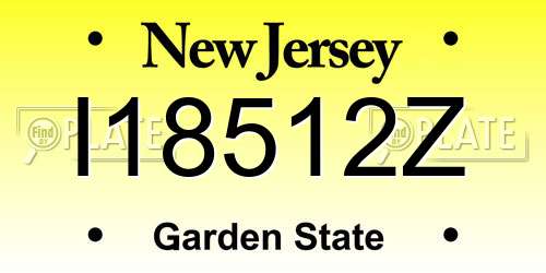 I18512Z New Jersey License Plate