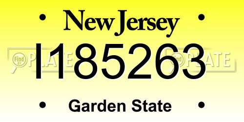 I185263 New Jersey License Plate