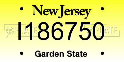 I186750 New Jersey License Plate