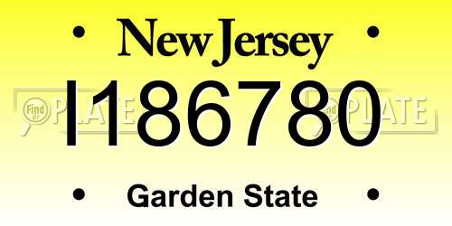 I186780 New Jersey License Plate
