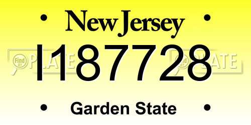 I187728 New Jersey License Plate