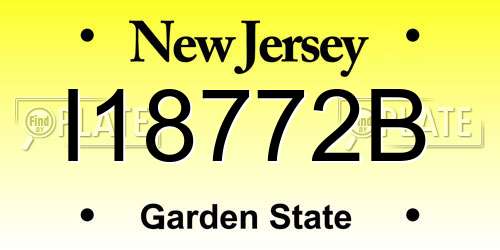 I18772B New Jersey License Plate
