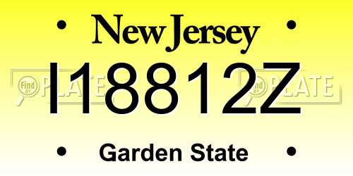 I18812Z New Jersey License Plate