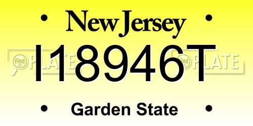 I18946T New Jersey License Plate
