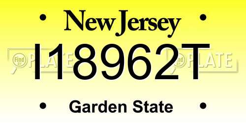 I18962T New Jersey License Plate