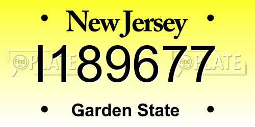 I189677 New Jersey License Plate