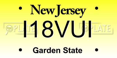I18VUI New Jersey License Plate
