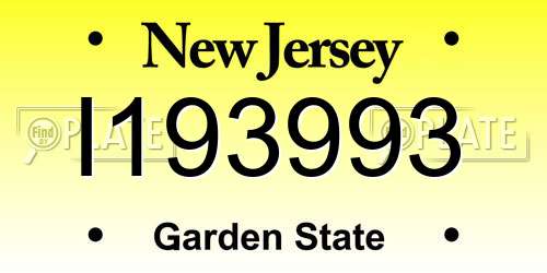 I193993 New Jersey License Plate