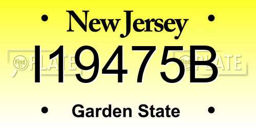 I19475B New Jersey License Plate