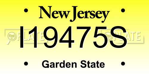 I19475S New Jersey License Plate