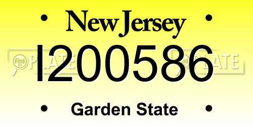 I200586 New Jersey License Plate