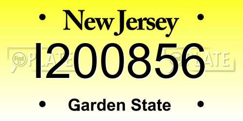 I200856 New Jersey License Plate