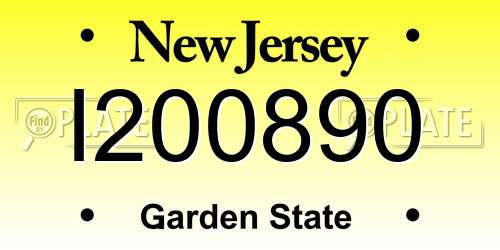 I200890 New Jersey License Plate