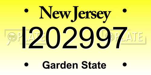I202997 New Jersey License Plate