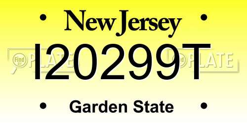 I20299T New Jersey License Plate