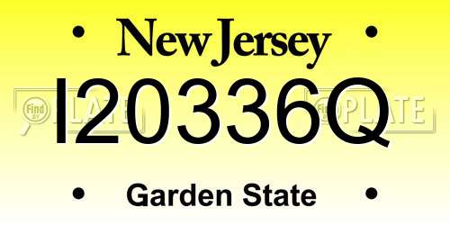 I20336Q New Jersey License Plate