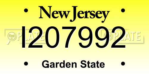 I207992 New Jersey License Plate