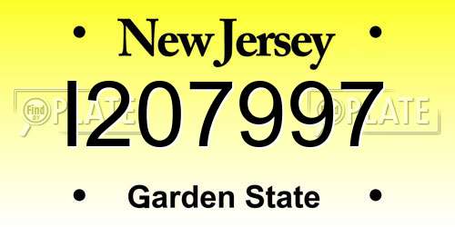 I207997 New Jersey License Plate