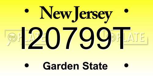 I20799T New Jersey License Plate