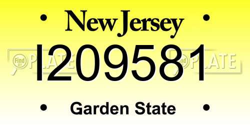 I209581 New Jersey License Plate