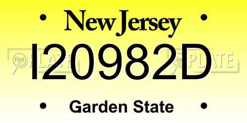 I20982D New Jersey License Plate