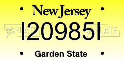 I20985I New Jersey License Plate
