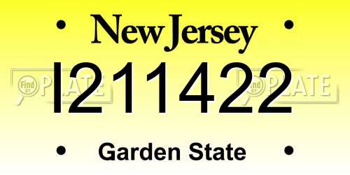 I211422 New Jersey License Plate