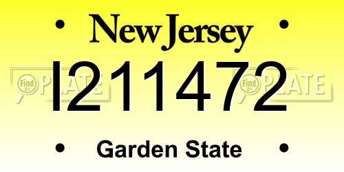 I211472 New Jersey License Plate