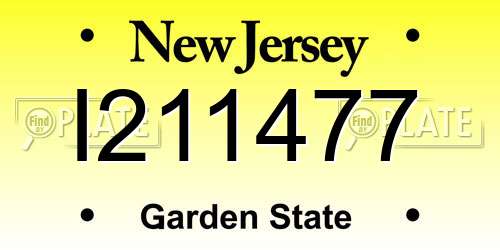 I211477 New Jersey License Plate