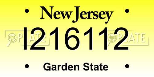 I216112 New Jersey License Plate