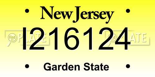 I216124 New Jersey License Plate