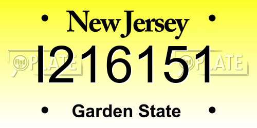 I216151 New Jersey License Plate