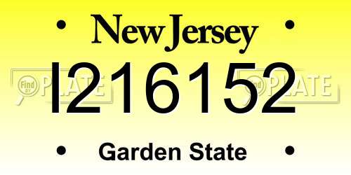 I216152 New Jersey License Plate