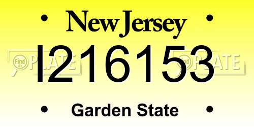 I216153 New Jersey License Plate