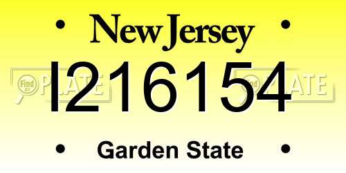 I216154 New Jersey License Plate