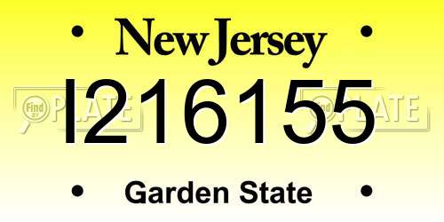 I216155 New Jersey License Plate