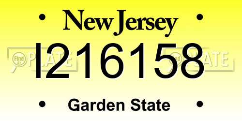 I216158 New Jersey License Plate